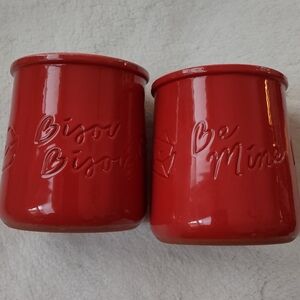 La Fermiere Yogurt Red Ceramic Valentine's Day Crocks